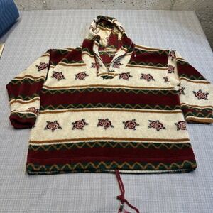 Vintage‎ EXP Jeans Fleece Hoodie Womens Medium Floral Aztec Quarter Zip Pullover